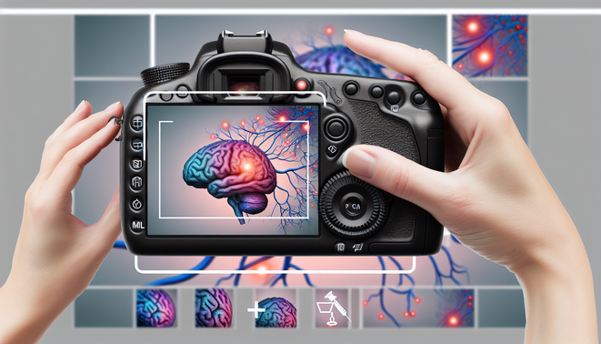 alt_text: A brain intertwined with a neural network, showcasing healthcare and marketing themes in calming colors.